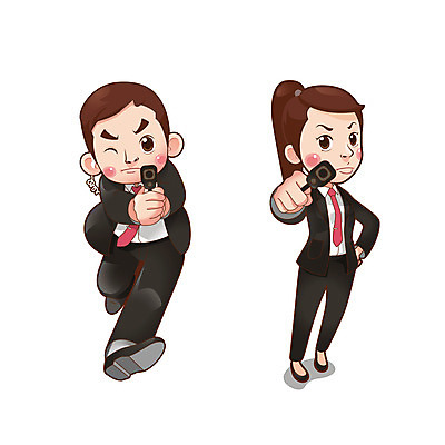 전신 여자 남자 허리손 일러스트 직업캐릭터 서기 들기 정장 성인 두명 달리기 권총 경호원 총쏘기 성인만 일러캐릭터 AI파일 직업 캐릭터 옷 포즈 모션 사람 총 파일형식 벡터