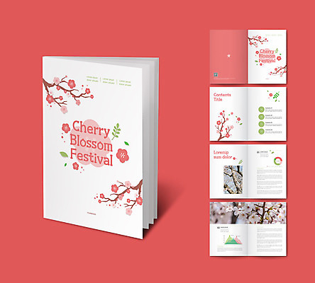 템플릿 ZIP 리플렛 분홍색 팜플렛 사람없음 봄 벚꽃 나뭇가지 벚나무 분석 QR코드 벚꽃축제 인디자인 INDD 이미지템플릿 나무 계절 꽃 컬러 컨셉 축제 꽃축제 파일형식