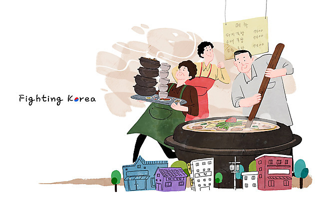 전신 PSD 나무 여자 남자 중년 일러스트 응원 쟁반 들기 상반신 건물 세명 식당 앞치마 사장 직원 뚝배기 자영업 메뉴판 서빙 돼지국밥 중년만 소상공인 시장경제 국내일러스트 식물 직업 건축물 비즈니스 모션 사람 성인 경제 상점 상인 국밥 성인만 파일형식