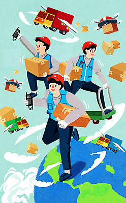 전신 PSD 구름 남자 지구 일러스트 들기 성인 세명 택배기사 배송 택배 속도 무전기 택배상자 드론 짐수레 퀵 성인남자만 당일배송 탑차 국내일러스트 자연요소 모션 무선통신 사람 상자 수레 트럭 운송업 배달원 퀵서비스 남자만 성인만 파일형식