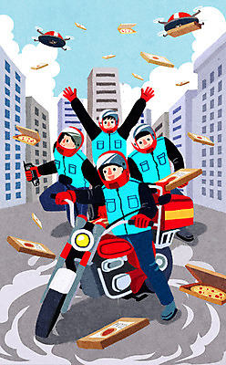 전신 PSD 남자 일러스트 피자 들기 여러명 성인 건물 만세 오토바이 배달원 헬멧 배송 속도 무전기 드론 퀵 퀵서비스 성인남자만 당일배송 국내일러스트 직업 건축물 다수 모션 무선통신 패스트푸드 서양음식 사람 바이크 보호장비 서비스 남자만 성인만 파일형식