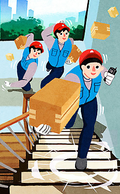 전신 PSD 남자 일러스트 들기 상반신 성인 건물 세명 상자 계단 택배기사 배송 택배 속도 오르기 무전기 택배상자 퀵 성인남자만 당일배송 국내일러스트 건축물 모션 무선통신 사람 운송업 배달원 퀵서비스 남자만 성인만 파일형식