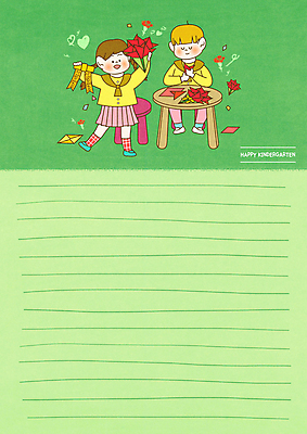 전신 PSD 여자 남자 어린이 의자 일러스트 서기 들기 앉기 소녀 소년 두명 초록색 유치원 유치원생 어버이날 스승의날 편지지 카네이션 책상 종이접기 만들기 유치원복 미술교육 색종이 어린이만 국내일러스트 옷 교육 기념일 꽃 종이 컬러 가구 모션 미술 사람 편지 접기 파일형식