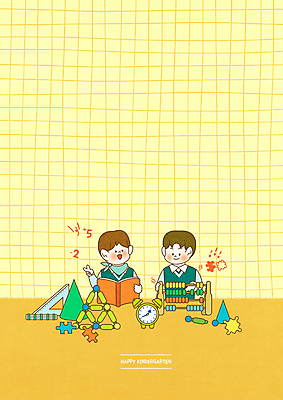 PSD 남자 어린이 시계 일러스트 들기 소년 상반신 두명 책 숫자 노란색 유치원 유치원생 주판 수학 퍼즐 편지지 삼각자 소년만 국내일러스트 문자 교육 컬러 교과목 모션 자 사람 계산기 편지 남자만 어린이만 파일형식