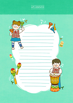 전신 PSD 여자 남자 어린이 음악 연주 일러스트 서기 들기 소녀 소년 두명 유치원 유치원생 편지지 마라카스 민트색 젬베 핸드벨 어린이만 국내일러스트 교육 악기 컬러 모션 문화예술 타악기 사람 편지 파일형식