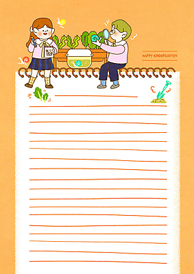 전신 PSD 식물 여자 남자 어린이 일러스트 돋보기 서기 들기 앉기 소녀 소년 두명 연필 주황색 유치원 유치원생 관찰 편지지 달팽이 유치원복 스프링노트 관찰일기 식물키우기 어린이만 국내일러스트 옷 교육 컬러 모션 학용품 연체동물 사람 필기구 공책 일기 편지 파일형식