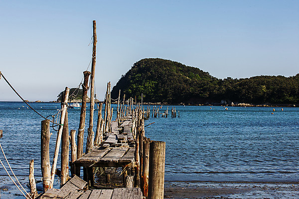 포토 JPG 주간 바다 섬 하늘 풍경 사람없음 야외 나무다리 부산 영도 국내포토 자연요소 한국 다리_건축물 파일형식