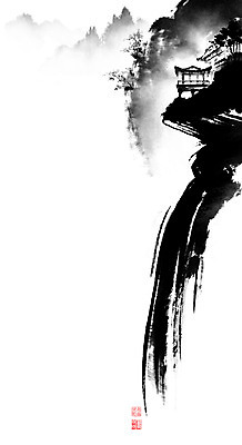 PSD 나무 일러스트 캘리그라피 붓터치 산 한옥 풍경 사람없음 동양화 번짐 낙관 산수화 운무 국내일러스트 식물 한국전통 고건축 미술 파일형식 효과