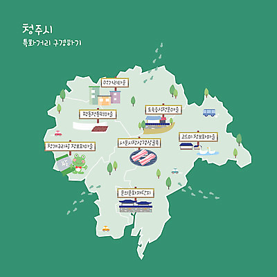 전통 지도 일러스트 한옥 떡 사람없음 초록색 마을 쌀 청개구리 삼겹살 타운 먹거리 향토음식 안내도 국내일러스트 AI파일 청주시 한국전통 음식 컬러 고건축 곡류 돼지고기 개구리 도시 충청북도 파일형식 벡터