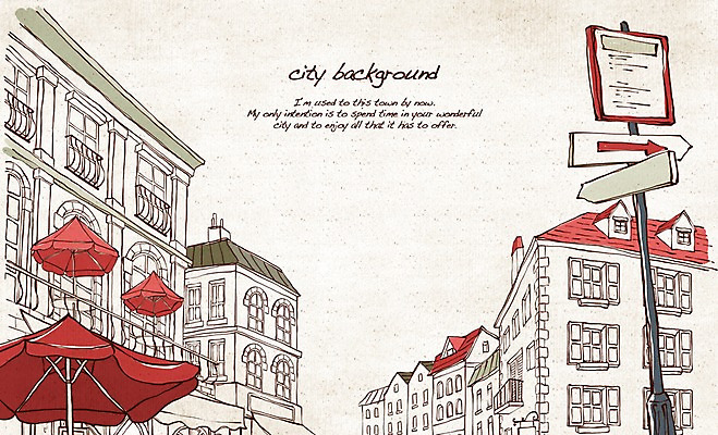 PSD 유럽 선 여행 백그라운드 일러스트 지붕 거리 주택 풍경 사람없음 건물 관광지 카페 도시 파라솔 표지판 복고 손그림 노천카페 복잡 국내일러스트 건축물 나라 컨셉 알림판 상점 파일형식