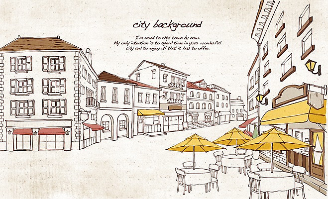 PSD 유럽 길 선 여행 백그라운드 의자 일러스트 탁자 지붕 거리 주택 풍경 사람없음 건물 관광지 카페 도시 파라솔 복고 광장 손그림 노천카페 복잡 국내일러스트 건축물 나라 가구 컨셉 상점 파일형식