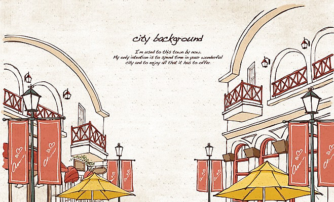 PSD 유럽 선 여행 백그라운드 일러스트 탁자 지붕 거리 주택 풍경 사람없음 건물 관광지 카페 도시 파라솔 복고 돔 손그림 노천카페 복잡 국내일러스트 건축물 나라 가구 컨셉 상점 파일형식