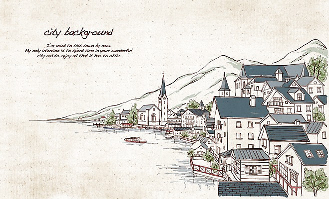 PSD 나무 유럽 호수 선 여행 백그라운드 일러스트 지붕 산 거리 주택 풍경 사람없음 건물 관광지 교회 마을 도시 스위스 복고 손그림 복잡 선박 국내일러스트 식물 건축물 나라 컨셉 수상교통 종교건축 파일형식