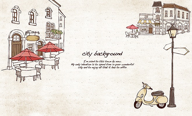 PSD 유럽 선 여행 백그라운드 가로등 데이트 일러스트 지붕 휴식 거리 주택 풍경 사람없음 건물 관광지 레스토랑 카페 만남 스쿠터 도시 파라솔 표지판 복고 손그림 노천카페 복잡 국내일러스트 건축물 공공시설 나라 컨셉 알림판 상점 식당 오토바이 파일형식