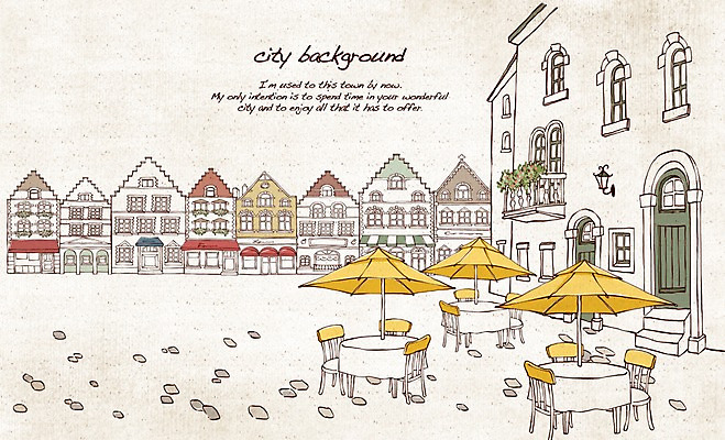 PSD 여행 백그라운드 의자 일러스트 탁자 주택 풍경 사람없음 건물 관광지 도시 파라솔 노천카페 복잡 국내일러스트 건축물 가구 컨셉 카페 파일형식