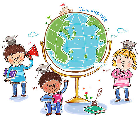 EPS 서양인 외국인 학생 어린이교육 교육 어린이 지도 일러스트 학사모 학교 수업 잉크 함께함 미소 웃음 사람 동양인 소녀 소년 책 세명 펜 지구본 확성기 즐거움 다문화 다인종 어린이만 국내일러스트 모자_잡화 여자 남자 감정 컨셉 졸업 표정 인종 필기구 사회이슈 파일형식 벡터