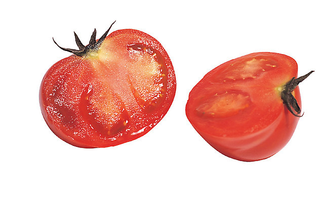 포토 JPG 스튜디오촬영 열매 음식 컬러 조각 토마토 채소 식재료 단면 실내 누끼 근접촬영 사람없음 빨간색 농작물 두개 자르기 반쪽 슬라이스 꼭지 국내포토 식물 뷰포인트 2 농업 모션 내부 파일형식