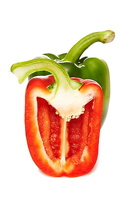 포토 JPG 스튜디오촬영 음식 채소 식재료 단면 파프리카 실내 사람없음 빨간색 초록색 농작물 두개 슬라이스 국내포토 컬러 2 농업 내부 파일형식