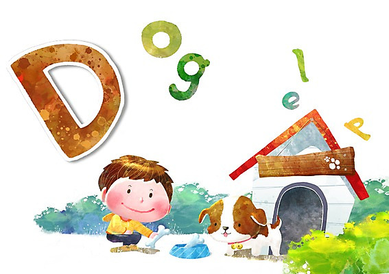 PSD 동물 문자 한마리 알파벳 어린이교육 교육 남자 어린이 백그라운드 일러스트 뼈 한명 웃음 사람 단어 반려동물 개 강아지 풀숲 글자공부 D 글자배경 개뼈다귀 어린이만 국내일러스트 1 영어 포유류 표정 숲 애견간식 파일형식