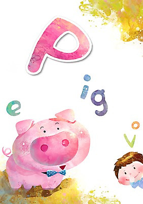 PSD 동물 문자 한마리 알파벳 어린이교육 교육 어린이 백그라운드 일러스트 한명 미소 웃음 사람 단어 가축 돼지 P 글자공부 글자배경 남자한명만 어린이만 국내일러스트 1 영어 포유류 표정 남자만 파일형식