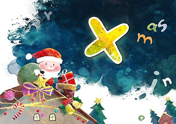 PSD 문자 어린이교육 교육 어린이 백그라운드 크리스마스 일러스트 밤하늘 주택 한명 사람 장식 단어 선물상자 분장 크리스마스트리 산타클로스 X 글자공부 글자배경 어린이만 국내일러스트 1 알파벳 기념일 하늘 선물 건물 상자 야간 파일형식