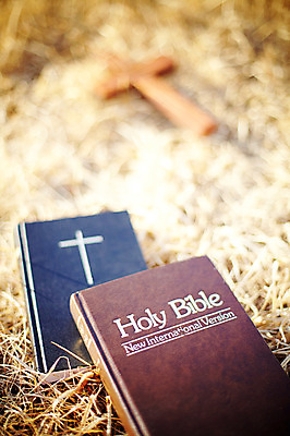 포토 JPG 기독교 종교 십자가 종교용품 기독교용품 사람없음 야외 성경 볏짚 오브젝트 두권 나무십자가 국내포토 2 짚 파일형식