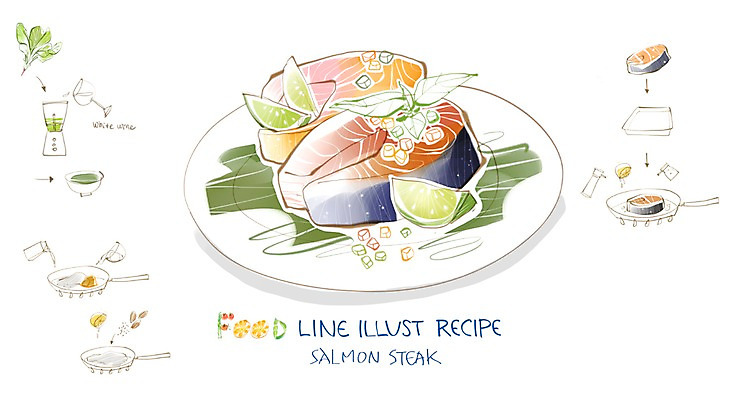PSD 음식 라인일러스트 일러스트 식재료 페인터 사람없음 흐름 프라이팬 화이트와인 레몬 믹서 생크림 소금 연어 아몬드 레시피 후추 시금치 과정 연어스테이크 국내일러스트 컨셉 채소 과일 페인팅 주방용품 어류 스테이크 와인 견과류 크림 향신료 파일형식