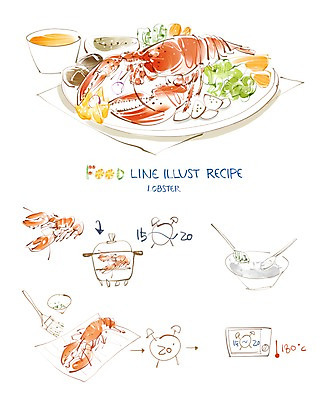 PSD 음식 채소 라인일러스트 일러스트 식재료 페인터 피망 사람없음 버섯 당근 흐름 오븐 냄비 바닷가재 해산물 레시피 과정 찜기 믹싱볼 국내일러스트 그릇 컨셉 페인팅 주방용품 뿌리채소 가전제품 솥 가재 파일형식