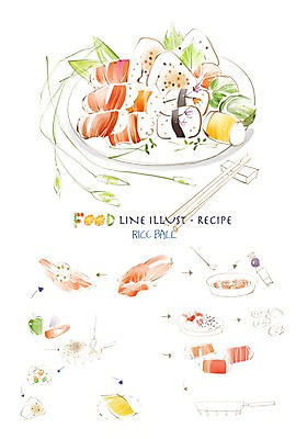 PSD 음식 라인일러스트 일러스트 식재료 젓가락 페인터 양파 피망 김치 사람없음 계란 당근 흐름 조미료 베이컨 레시피 주먹밥 과정 참기름 국내일러스트 한식 컨셉 채소 페인팅 밥 뿌리채소 수저 돼지고기 알 기름_음식 향미료 파일형식