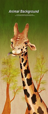 PSD 나무 동물 한마리 백그라운드 일러스트 포유류 페인터 초식동물 사람없음 풀 먹이 기린 목 국내일러스트 식물 1 페인팅 신체부위 파일형식