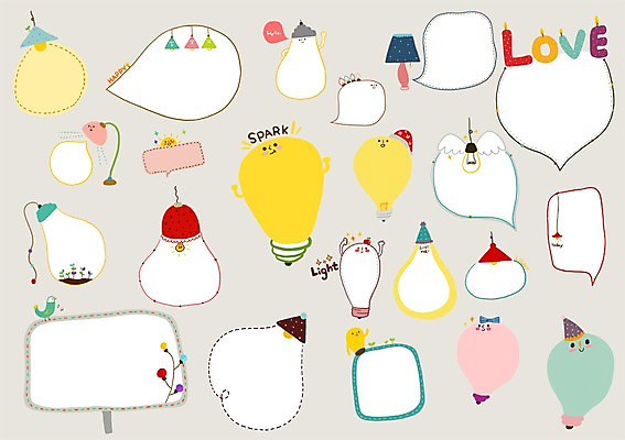 모양 PSD 말풍선 일러스트 전구 조류 전등 프레임 틀 사람없음 고깔모자 스탠드 국내일러스트 동물 모자_잡화 조명 파일형식