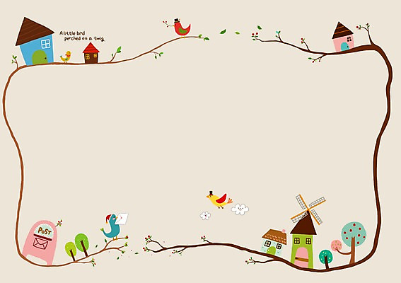 PSD 나무 동물 말풍선 일러스트 조류 주택 프레임 틀 사람없음 우체통 나뭇가지 편지 국내일러스트 식물 건물 파일형식