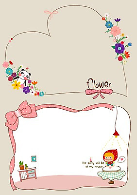 PSD 동물 여자 꽃 리본 분홍색 말풍선 일러스트 탁자 프레임 틀 사람 판다 빨간모자소녀 여자만 국내일러스트 식물 컬러 가구 곰 동화 파일형식