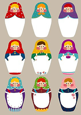 PSD 여자 인형 말풍선 일러스트 프레임 틀 미소 웃음 사람 전통의상 여자만 국내일러스트 전통 표정 파일형식