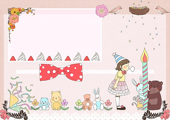 PSD 템플릿 리본 어린이 인형 카드템플릿 촛불 조류 폭죽 한명 사람 파티 곰인형 생일 둥지 잔치 어린이만 이미지템플릿 카드프레임 동물 1 기념일 초 카드_감사 프레임 이벤트 파일형식