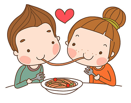 EPS 캐릭터 우먼라이프 라이프스타일 그릇 접시 커플 여자 남자 음식 포크 스티커 일러스트 스파게티 사랑 사람 20대 성인 두명 일상 라이프 생활 하트 면류 먹기 다빈이 청년만 성인만 일러캐릭터 모양 식기 감정 관계 모션 파스타 청년 파일형식 벡터