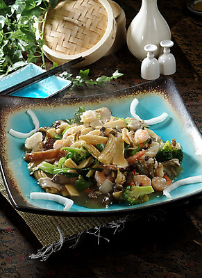 포토 JPG 스튜디오촬영 그릇 접시 음식 젓가락 양파 피망 새우 중국문화 실내 요리 사람없음 장식 중식 수증기 브로콜리 찜기 죽순 팔보채 국내포토 동양문화 식기 외국문화 채소 주방용품 수저 갑각류 내부 파일형식