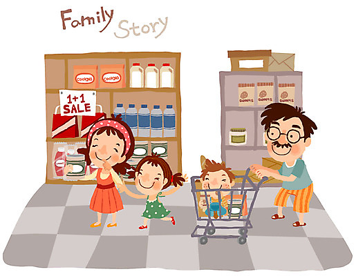 EPS 라이프스타일 여자 남자 딸 행복 아들 어린이 음식 일러스트 가족 엄마 함께함 남매 미소 웃음 사람 소녀 소년 여러명 라이프 쇼핑 장보기 부모 화목 카트 자녀 아빠 상품 즐거움 진열장 마트 국내일러스트 감정 다수 컨셉 관계 표정 생활 상점 파일형식 벡터