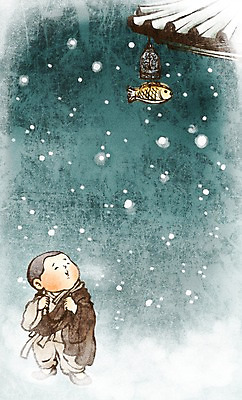 PSD 종교 여유 어린이 겨울 불교 일러스트 한명 사람 풍경 소년 믿음 부처님오신날 눈 동자승 처마 눈내림 남자만 남자한명만 어린이만 소년만 소년한명만 국내일러스트 자연요소 1 계절 기념일 남자 감정 날씨 눈_날씨 승려 파일형식