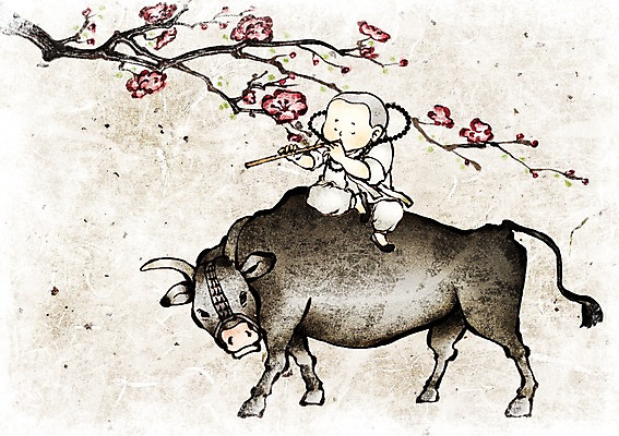 PSD 나무 동물 한마리 종교 여유 어린이 악기 불교 일러스트 꽃나무 사람 소년 믿음 부처님오신날 소 불기 피리 동자승 남자만 어린이만 소년만 국내일러스트 식물 1 기념일 남자 꽃 감정 음악 포유류 모션 목관악기 승려 파일형식