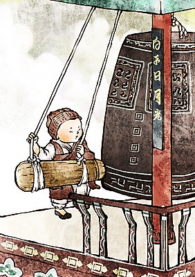 PSD 종교 여유 어린이 불교 일러스트 한명 사람 소년 믿음 부처님오신날 종 동자승 보신종 치기 남자만 남자한명만 어린이만 소년만 소년한명만 국내일러스트 1 기념일 남자 감정 모션 승려 파일형식