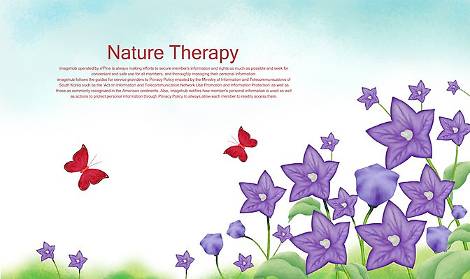 PSD 식물 사계절 계절 꽃 나비 곤충 백그라운드 일러스트 자연 사람없음 여름 보라색 도라지꽃 국내일러스트 동물 컬러 생태계 파일형식