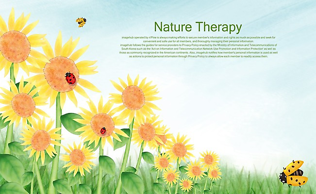 PSD 식물 사계절 계절 꽃 곤충 백그라운드 일러스트 자연 해바라기 사람없음 여름 노란색 무당벌레 국내일러스트 동물 컬러 생태계 파일형식