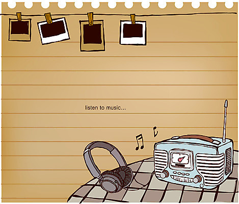 EPS 선 백그라운드 음표 라인일러스트 일러스트 집게 사람없음 헤드폰 공책 빨랫줄 라인아트 라디오 폴라로이드사진 줄노트 국내일러스트 기호 줄 음악 음향기기 문구용품 전자제품 폴라로이드 파일형식 벡터