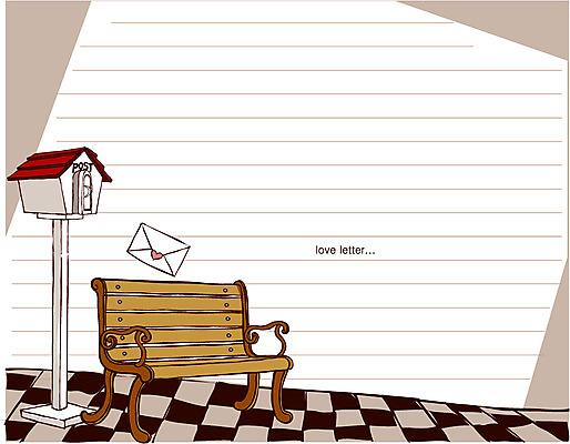 EPS 선 백그라운드 벤치 라인일러스트 일러스트 편지봉투 사람없음 공책 우체통 편지 라인아트 줄노트 국내일러스트 의자 문구용품 봉투 파일형식 벡터