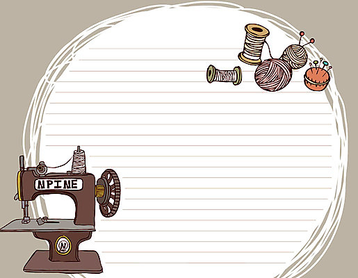 EPS 선 백그라운드 라인일러스트 일러스트 사람없음 공책 바늘 실 재봉틀 라인아트 줄노트 국내일러스트 문구용품 도구 파일형식 벡터