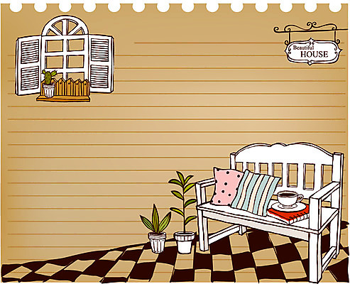 EPS 화분 커피 선 백그라운드 쿠션 의자 라인일러스트 일러스트 창문 선인장 사람없음 책 공책 팻말 커피잔 라인아트 줄노트 국내일러스트 식물 음료 가구 문구용품 잔 프레임 파일형식 벡터