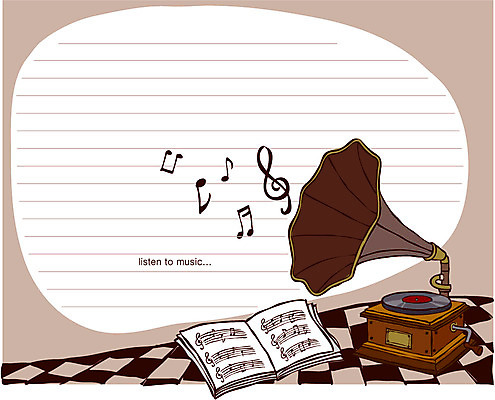 EPS 선 백그라운드 음표 라인일러스트 일러스트 사람없음 공책 레코드 라인아트 악보 축음기 줄노트 국내일러스트 기호 음악 음향기기 문구용품 골동품 음반 파일형식 벡터