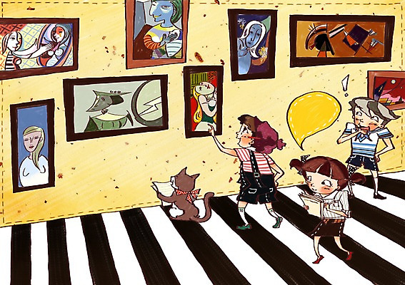 PSD 동물 한마리 학생 어린이교육 교육 초등학생 어린이 예술 다수 액자 말풍선 일러스트 교과목 수업 미술 사람 소녀 소년 여러명 반려동물 고양이 미술관 그림 작품 어린이만 국내일러스트 1 여자 남자 포유류 문화예술 파일형식