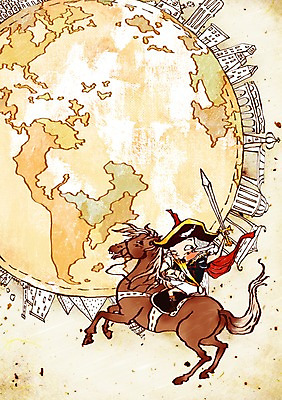 PSD 동물 한마리 학생 어린이교육 교육 지구 초등학생 어린이 세계지도 일러스트 교과목 수업 사람 소년 건물 도시 말_동물 나폴레옹 세계사 남자만 어린이만 소년만 국내일러스트 1 건축물 남자 지도 포유류 세계 파일형식